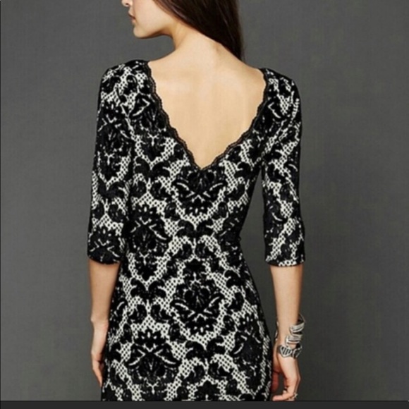 Free People Nude and Black Velvet Lace Dress - Picture 3 of 10